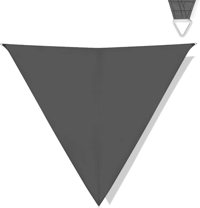 VONROC Premium Toldo Plegable Vela Triangular, 360 cm – Resistente al agua – Gris – Incluye bolsa de almacenamiento y cuerda