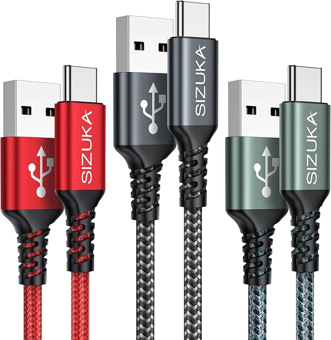 Cable USB C [3Pack 2M] Carga Rapida 3.1A Cargador Tipo C Nylon Carga Rápida y Sincronización Cable USB C para Samsung Galaxy S22 S21 S20 S10 S9 S8 A71 A51 Note 20 10, Xiaomi Google