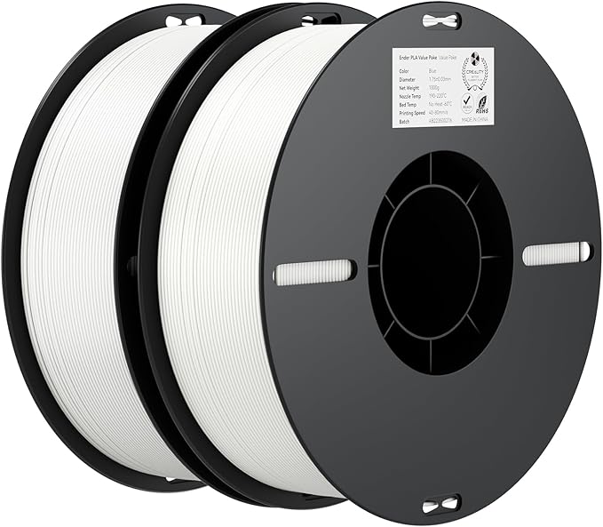 Creality Filamento PLA 1.75mm, Filamento para Impresora 3D Precisión Dimensional +/- 0.02mm, Carrete Filamento 3D, para Mayoría Impresoras 3D,2KG,blanco