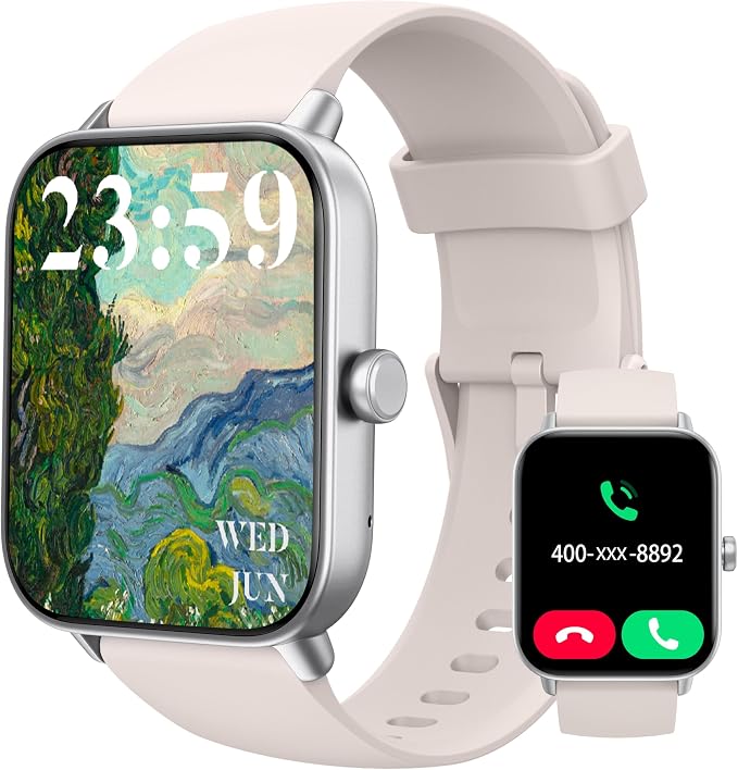 KALINCO Reloj Inteligente Mujer Hombre con Alexa, Smartwatch Llamadas y Whatsapp/Estrés/Ritmo Cardíaco/Oxígeno Sanguíneo/100 Deportes/Sueño, 5ATM Impermeable Regalo iOS Android