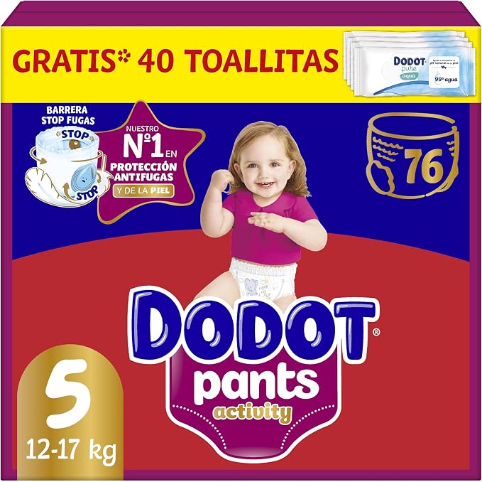 Dodot Pañal-Braguita Bebé Activity Talla 5 (11-17kg), 76 Pañales