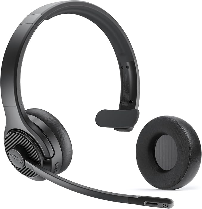 EKSA Auriculares Inalámbricos BT V5.4,Cascos Cancelación de Ruido con Microfono,65 Horas de Reproducción,Auriculares Oficina para PC Teléfono Móvil Call Center Driving Camionero