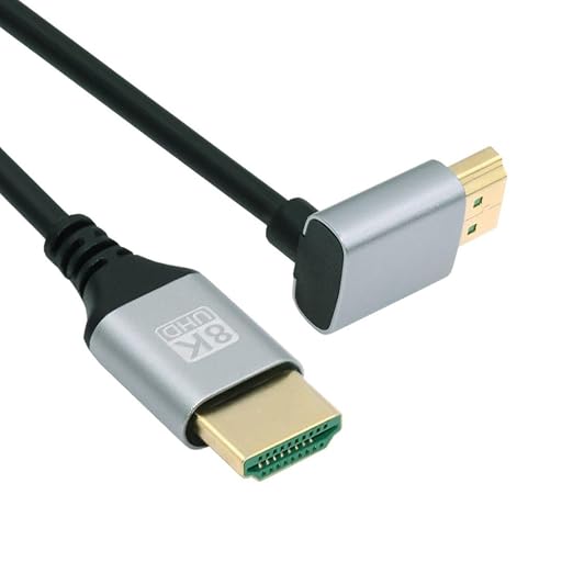 chenyang Cable HDMI 2.1, HDMI macho a macho 90 grados Ángulo UP 8K @60Hz 4K @120Hz 48Gbps Cable chapado en oro de ultra alta velocidad 1,0 m para TV, monitor, ordenador