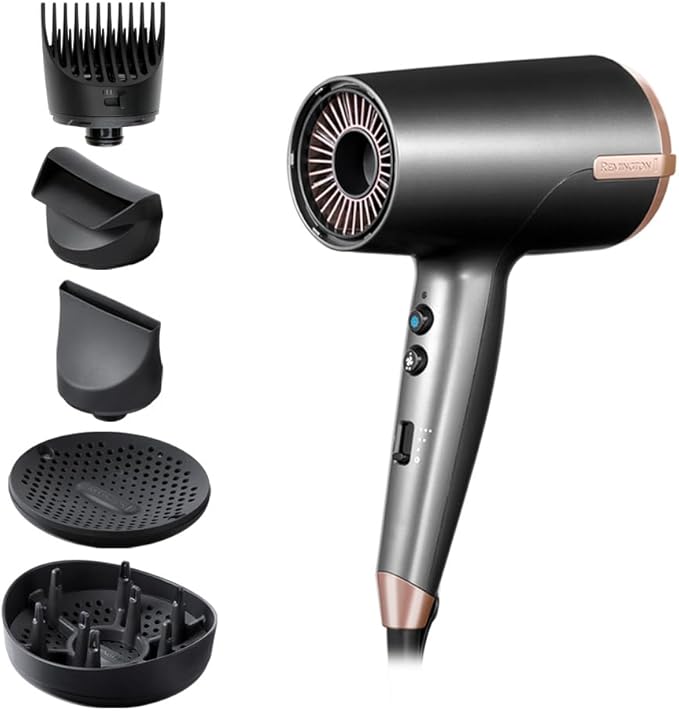 Remington Secador de Pelo Professional ONE, sensor Thermacare para proteger cabello, iónico, 8 ajustes, 4 accesorios, reductor encrespamiento, neceser para guardar, D6078