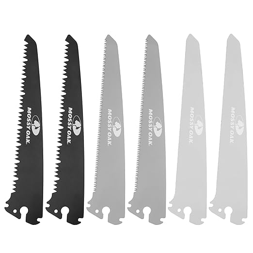 Mossy Oak Hojas de sierra plegables de 6 piezas, juego de cuchillas de repuesto 3 en 1 para madera, metal y plástico, accesorios para sierras plegables, 190 mm