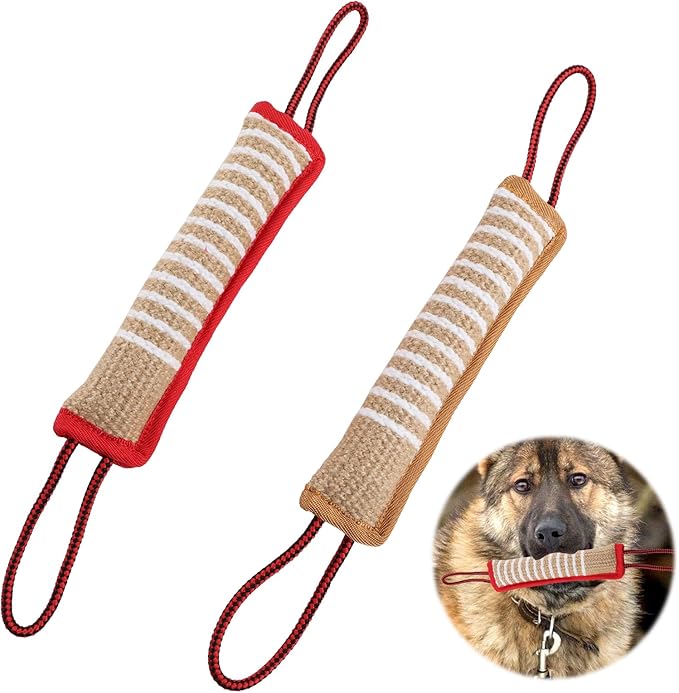 2 Piezas Mordedor Perro,Salchicha para Morder de Yute,Juguetes para morder para Perros, Juguete Robusto para Entrenamiento de Perros, Juegos de Tirar con Perros, 30 cm de Longitud