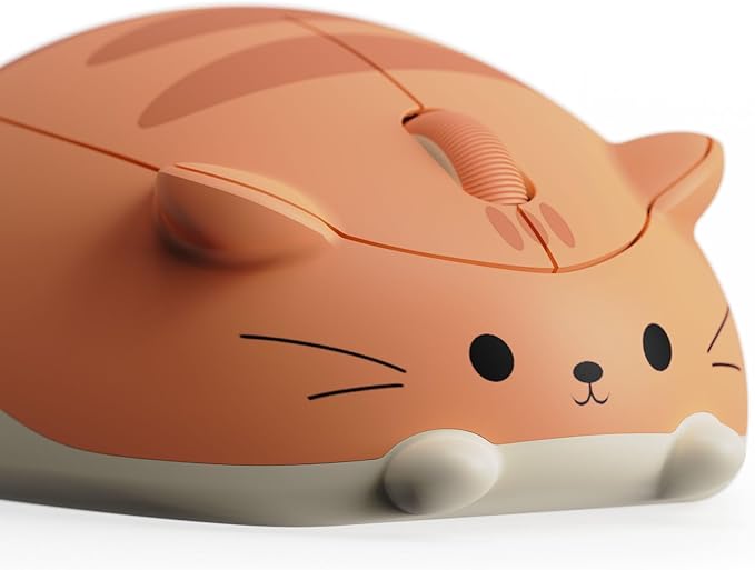 Akko Ratón inalámbrico para juegos, mice óptico de 3200 ppp, mouse trimodal Bluetooth 3.0/5.0/2.4G con receptor USB A, clic silencioso, ratón con forma de gato para ordenador portátil/PC (Orange Kate)