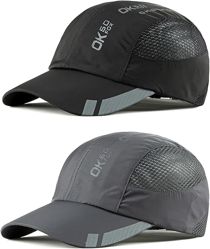 2 Packs Gorra de BéIsbol de Secado Rápido Deportiva Hombre, Gorra Running de Protección Solar Transpirable Unisex, Gorras de Verano Malla Ligera Plegable Sombreros de Verano con Hebilla