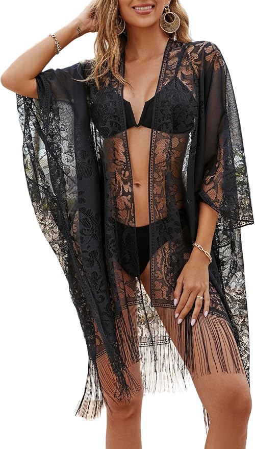 Vestido Playa Mujer de Encaje, Kimono de Playa