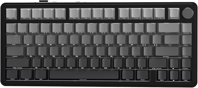 ATTACK SHARK X85 Teclado mecánico de Junta con Perilla, 75% (BT5.0/2.4G/USB-C) Teclado inalámbrico para Juegos y Acolchado de Cinco Capas, RGB, 5000 mAh, Teclas PBT con impresión Lateral (Negro)