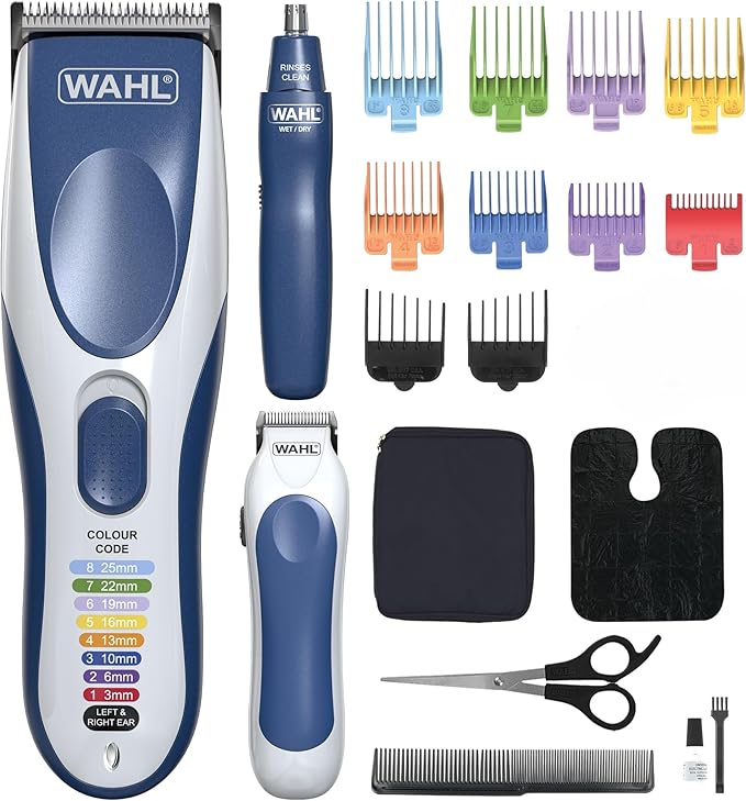 Wahl Color Pro Combo 3en1, cortapelos para hombres, kit de corte de pelo familiar, afeitadora de cabeza, cortapelos para hombres con recortador de barba, recortador de nariz, recortadores personales