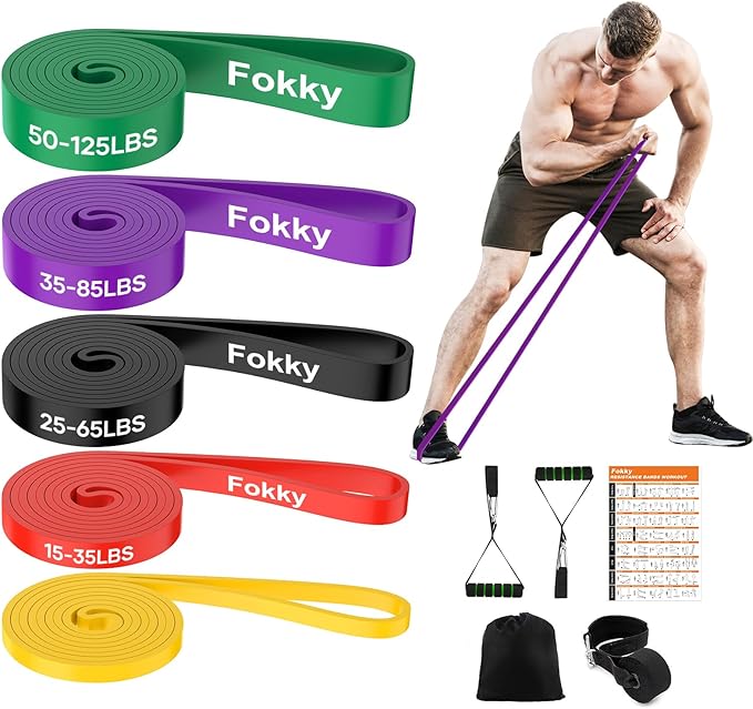 Fokky Gomas Elasticas Musculacion con Anclaje de Puerta y Asas, 5 Niveles