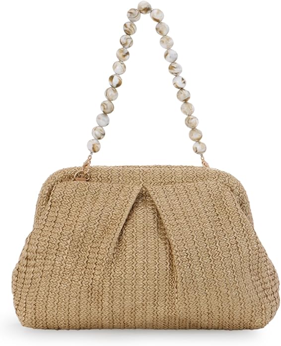 Bolso Bandolera de Paja Para Mujer Bolsos de Ratán Tejidos a Mano Bolso de Hombro con Asa Superior de Paja Bolso de Playa de Verano Bolso de Mano