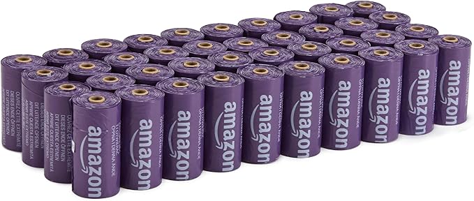 Amazon Basics Bolsas para excrementos de perros sin dispensador, lavanda, 600 bolsas (40 paquetes de 15 bolsas)