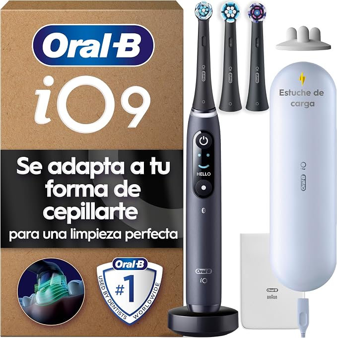 Oral-B iO 9 Cepillo de Dientes Eléctrico con 3 Cabezales, Negro