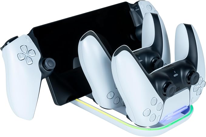 Soporte Dual para Mandos PS5 y PlayStation Portal con Luz Indicadora RGB - Nacon