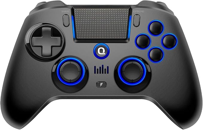 QRD Controlador inalámbrico Spark N5 para PS4 Pro Slim, PS3, PS2, Steam Deck, PC, Windows, Mac, iOS, Android TV Box, joystick de control de efecto Hall con altavoz y micrófono, macro N1 y N2, turbo