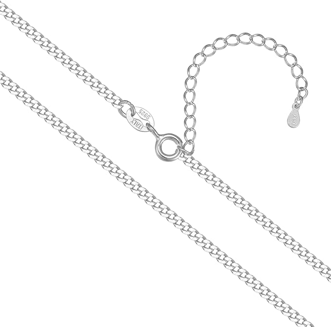 Collar fino de plata de ley 925, 2 mm de ancho, cadena de eslabones plateado/dorado, longitud ajustable de 40 – 60 cm