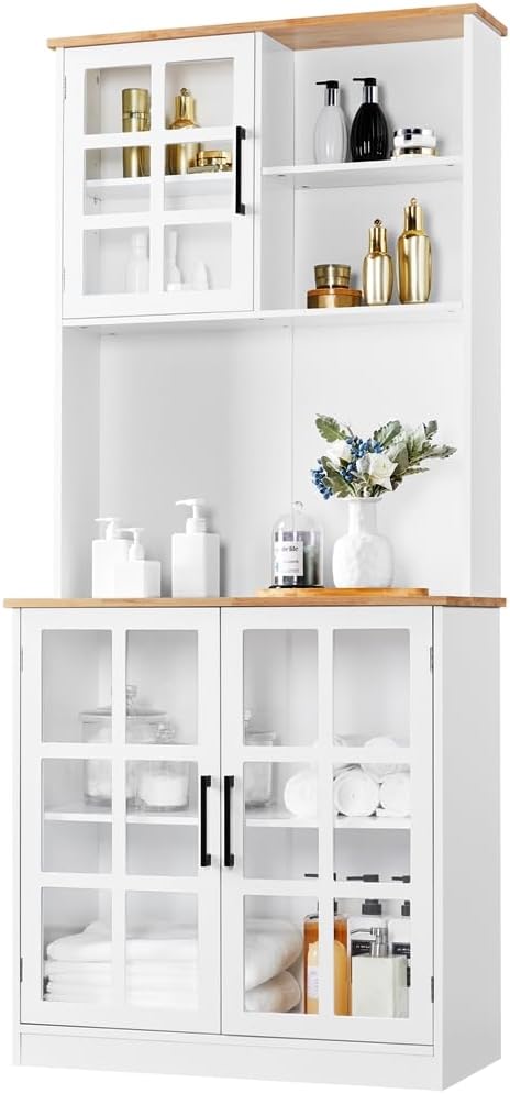 Yaheetech Alacena de Cocina Armarios Altos de Cocina 80x37x183cm Blanco