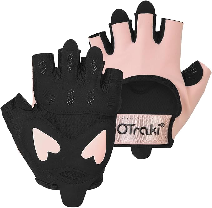OTraki Guantes Gimnasio Mujer, Guantes Crossfit Mujer Fitness Transpirables Deportivos con Protección Acolchada de Silicona para Levantamiento de Pesas, Ciclismo, Ejercicio, Escalada y Remo