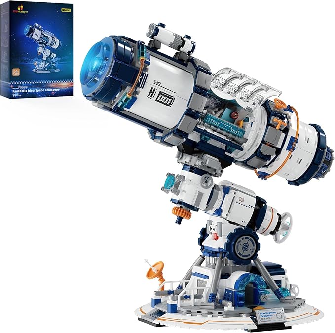 JMBricklayer Kits de Bloques de Construcción con Abrazadera para Telescopio Espacial para Adultos, Bloques de Construcción de Telescopio Espacial con Luces 70009 para Niños de 8, 9, 10 años
