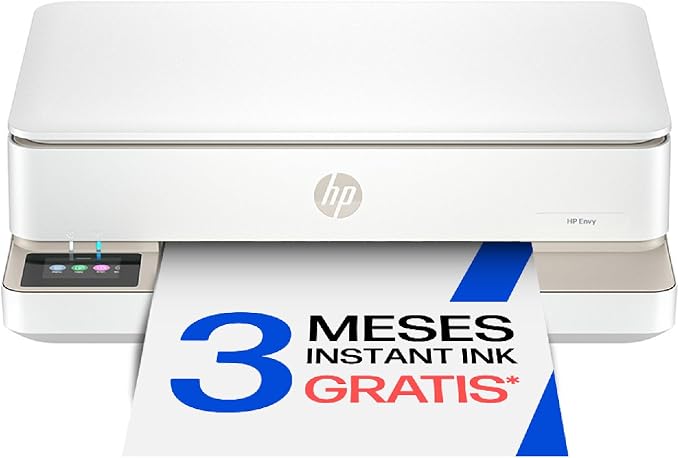 HP Envy 6120e 714L8B, Impresora multifunción de inyección de Tinta A4 a Color, Conexión Wi-Fi, Impresión a Doble Cara automática, hasta 10 ppm, 3 Meses de impresión Instant Ink, Blanca