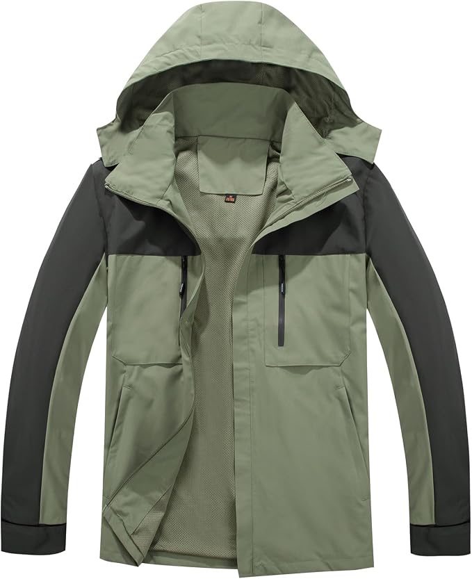 Chaqueta de Exterior para Hombre Windproof Sport Jakcet Chaqueta Impermeable para Parejas Abrigo Cortavientos Ligero con Capucha para Senderismo al aire Libre Trekking