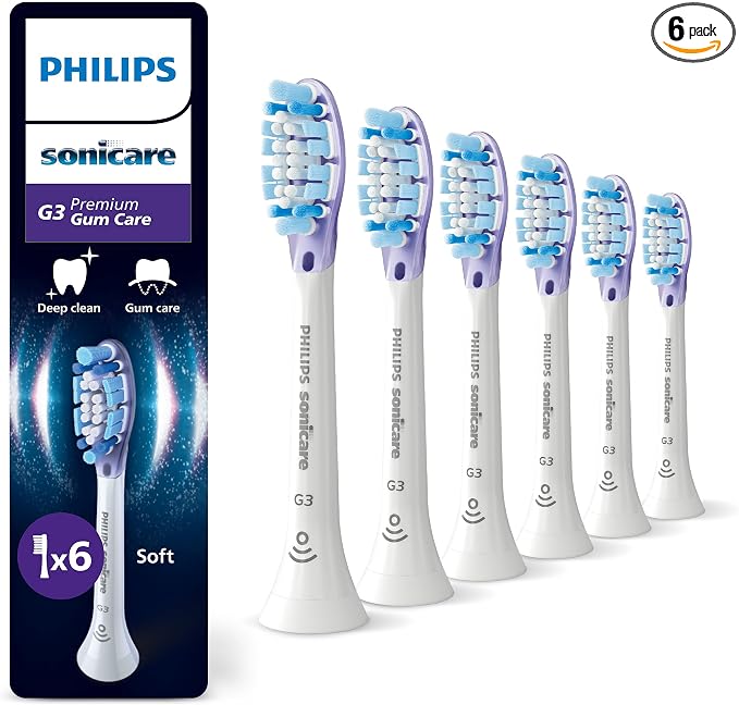 Philips Sonicare G3 Premium Gum Care, cabezales de cepillo dental de repuesto originales, blanco, paquete de 6, HX9056/87