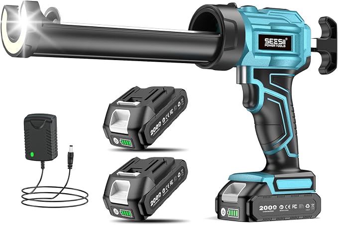 SEESII Pistola Silicona Eléctrica con 2 Baterías de 2000 mAh