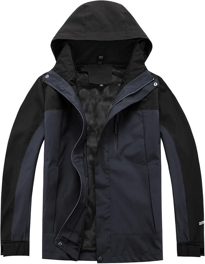 Chaqueta Impermeable Ligera para Hombre Chaqueta Impermeable para Exteriores Abrigo con Capucha de Trekking a Prueba de Viento para Senderismo y Deportes de Montaña