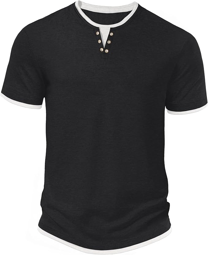 Hisir Camiseta de Verano para Hombre, Manga Corta, Cuello Redondo, Estilo Casual, Clásica, con Bloques de Color