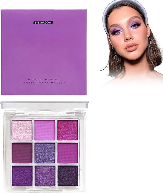 Paleta de Sombras de Ojos Violeta - Maquillaje Altamente Pigmentado, Ahumado y Resistente al Agua