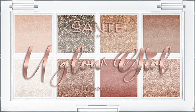 SANTE Naturkosmetik U Glow Girl Eyeshadow Paleta 01 My Berry Bestie, 8 sombras de ojos altamente pigmentadas en tonos bayas, colores mate y brillante, vegano, certificado NATRUE, edición limitada