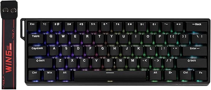 EPOMAKER Aula WIN60 HE Teclado Magnético 60% con Cable, Acción Ajustable, Tasa de Sondeo 8000Hz, Switches Hall Effect, Intercambiable en Caliente, para Juegos de FPS, QWERTY (Negro)