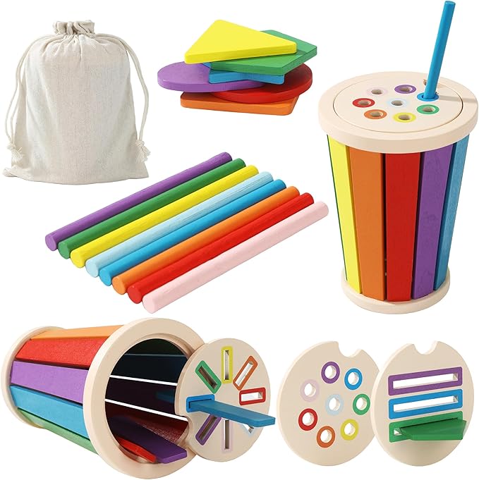 Juguetes para Montessori para niños, Juegos de madera para combinar colores y formas,para montessori 1 año, Juguetes de clasificación y apilamiento para bebés de 1 a 3 años,Para montessori 2 años.