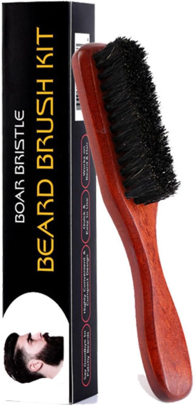Cepillo para Barba - 100% Cerdas de Jabalí y Madera de Peral, barberia accesorios profesional, para Cuidado y Estilizado de Todo Tipo de Barba,cepillo cerdas naturales