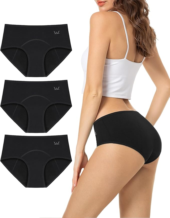 TANSTC Bragas Menstruales Mujer Algodon 60ML, Menstruación Protección Hygiénia Absorbente y Lavable, Ropa Interior Mujer Ecológica y Reutilizable, Pack de 3