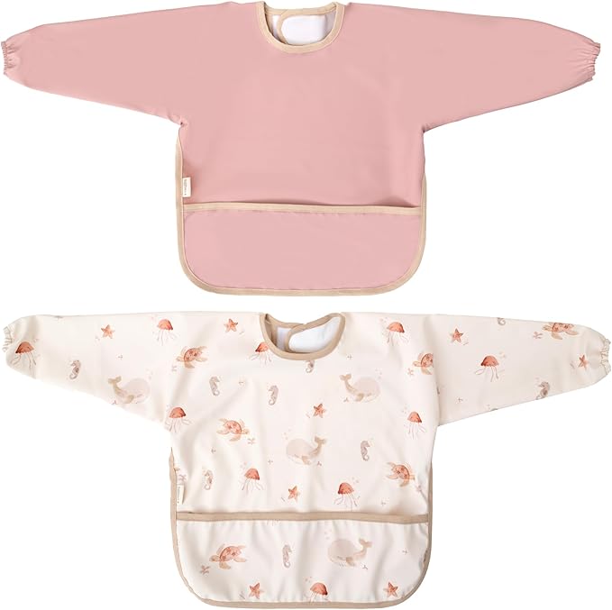 MIMUSELINA Baberos Bebe Impermeables Reutilizables | Babero Bebe Recien Facil de Poner | Babero con Certificación OEKO-TEX y Sin BPA | Hecho en Espana