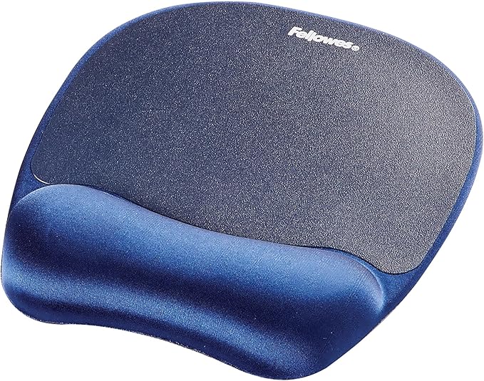 Fellowes Alfombrilla para ratón con reposamuñecas Everyday - Alfombrilla para ratón ergonómica para ordenador portátil, reposamuñecas ergonómico - Azul