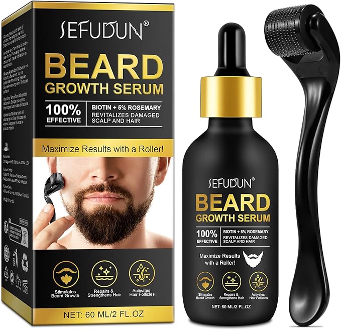 Kit de crecimiento de la barba, suero de crecimiento de la barba con rodillo, aceite de crecimiento de la barba, Set para Hombre