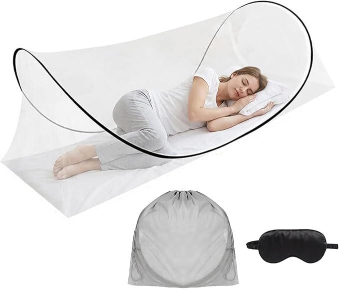 Mosquitera plegable, mosquitera con máscara para dormir, instalación fácil y rápida, tienda de mosquitos portátil para camping, viajes, aventuras al aire libre y uso en el hogar