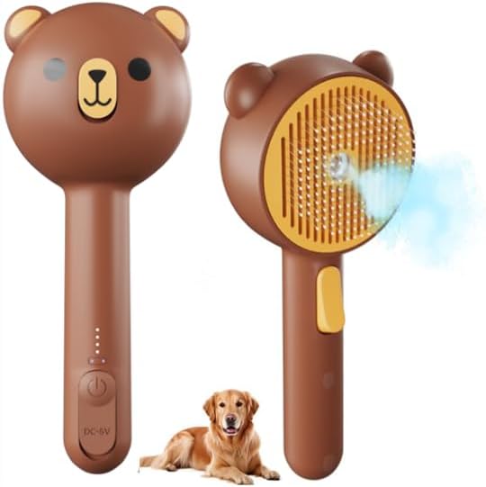 Cepillo Vapor para Gatos con Botón de Liberación, Pawinner 3 in 1 Recargable Autolimpiable Cepillo Vapor para Gatos Perros, para Pelo Largo y Corto, Marrón