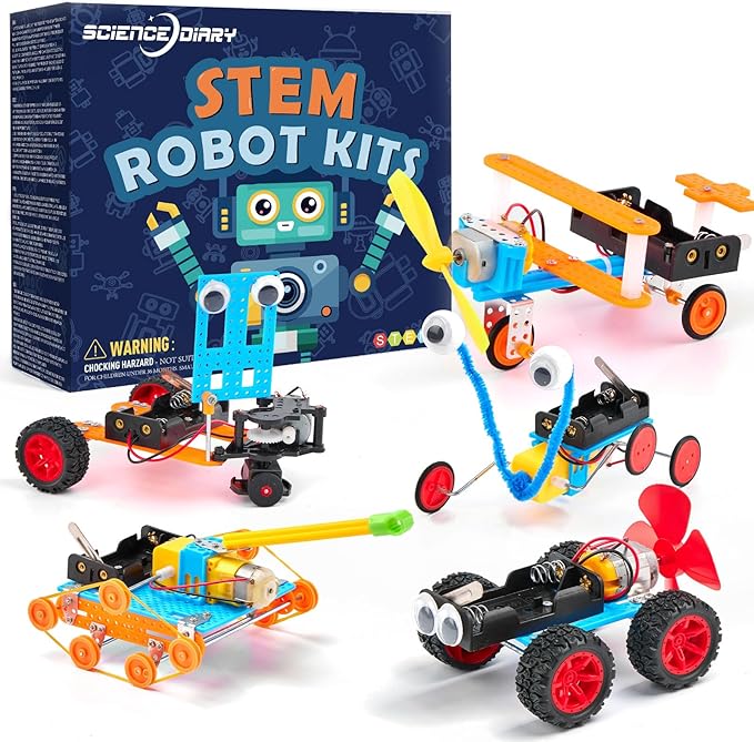 STEM - Kit de construcción de robot para niños - Conjunto de manualidades de experimentos de ingeniería con motor y herramientas, juguetes de aprendizaje para actividades de