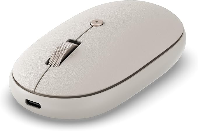 SATECHI OntheGo™ Ratón Inalámbrico, Recarga USB-C, Bluetooth hasta 3 Dispositivos, dpi Ajustable, Ratón Ergonómico Elegante para MacBook, Portátil, iPad y más – Beige