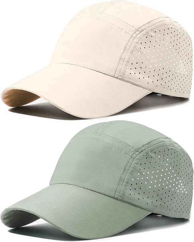 TAGVO 2 Paquetes de Gorra de béisbol para Hombre Mujere, Protección UV Gorra de Running de Secado Rápido de Ligero Plegable, Sombrero de Sol para Glof Tennis Corriendo Senderismo Exteriores