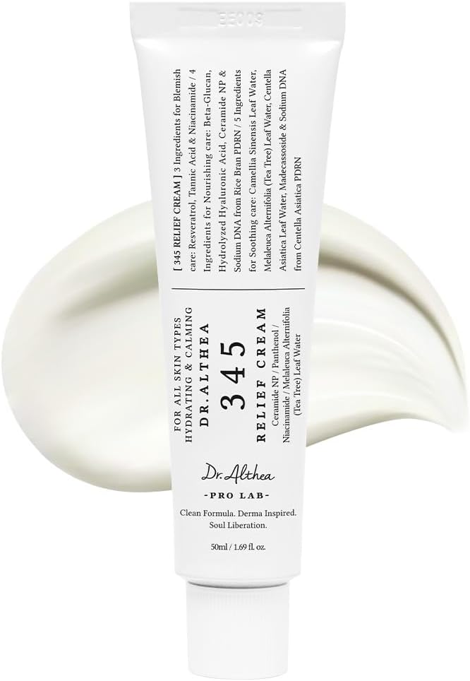 Dr.Althea 345 Relief Cream | Crema hidratante calmante con PDRN y niacinamida | Cuidado facial vegano coreano para todo tipo de piel (50ml, Ver.2 - Pack of 1)