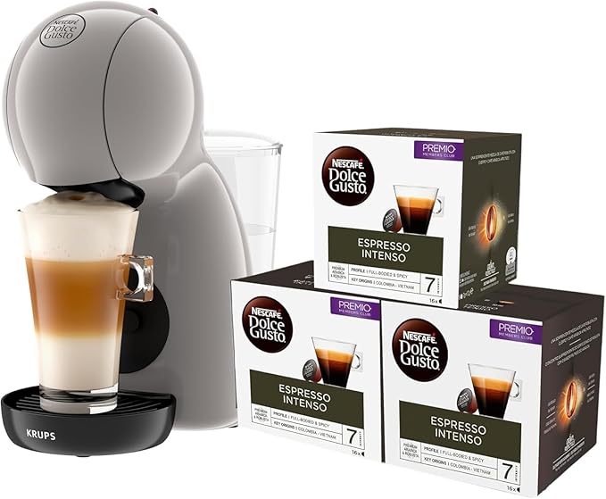 KRUPS Piccolo XS Taupe, cafetera de cápsulas multibebida ultracompacta, espresso de alta presión, compatible con cápsulas NESCAFÉ® Dolce Gusto®, incluye 3 packs de café, KP1A3ACAS