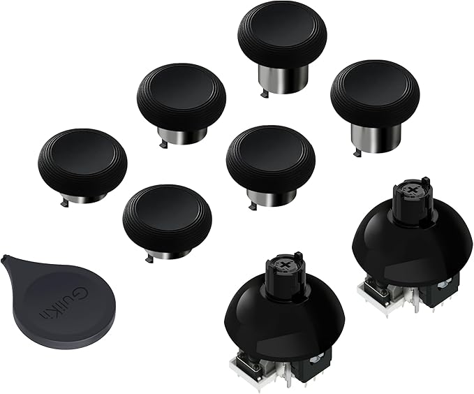 GuliKit Kit de repuesto de joystick magnético TMR de voltaje ajustable de 720° para controlador PS5 DualSense/DualSense Edge, módulo de reparación de stick antideriva con 3 pares de tapas de