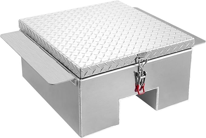 VEVOR Caja de Herramientas para Caja de Camioneta, de Aluminio, con Placa de Diamante, Soporta hasta 100 kg, Ideal para Camioneta, RV, Remolque, 770 x 610 x 310 mm, Carga Máxima 100 kg, Plata