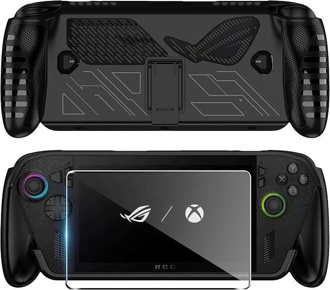 FDHYFGDY Funda para ROG Xbox Ally X/ROG Xbox Ally Carcasa, Funda de TPU con Soporte, Carcasa Protectora Antigolpes y antiarañazos (Negro)